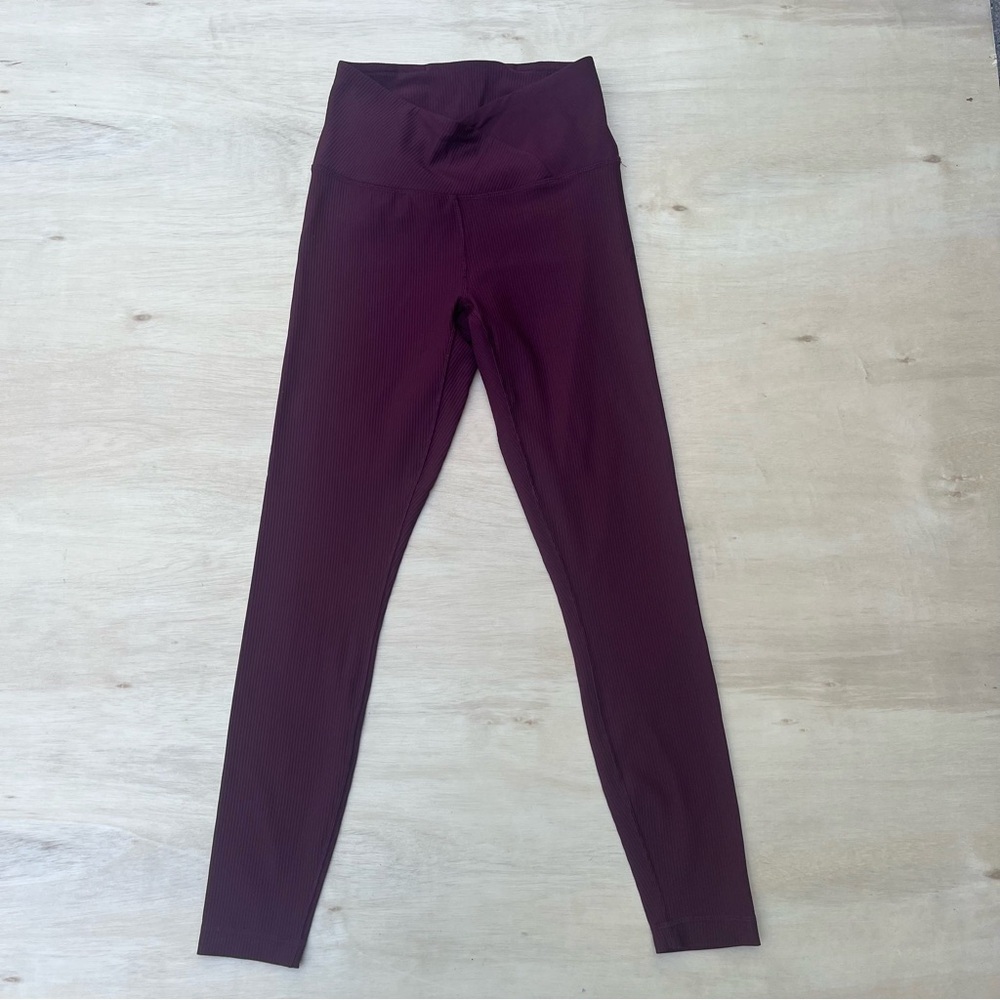 90 Degree By Reflex XS Red Maroon Ribbed Cross Over Tight Fitted womens Leggings